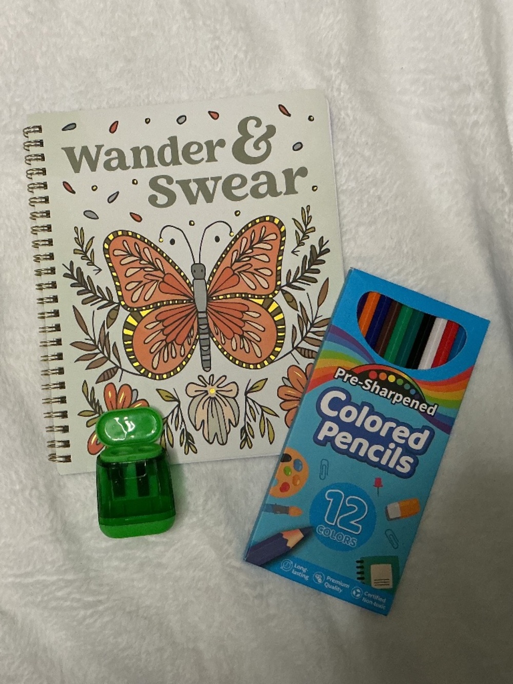 ADULT COLORING BOOK PENCILS AND SHARPENER